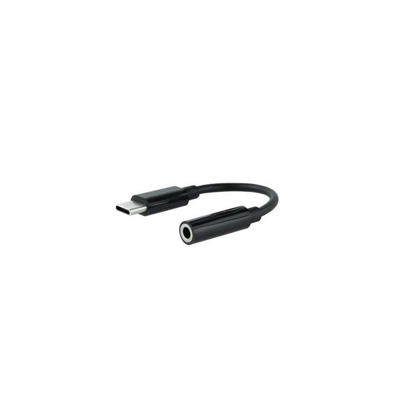 Cable adaptador usb tipo c a jack 3.5mm nanocable 0.11m - macho - hembra - negro