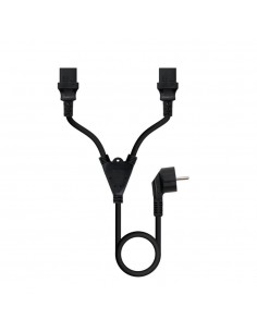 Cable alimentacion schuko a 2x c13 nanocable 1.8m - macho - hembra - negro
