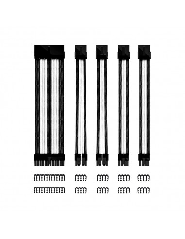 Kit de extension phoenix cables fuente de alimentacion 30cm 24 pines - 4 + 4 pines - 6 + 2 pines blanco y negro