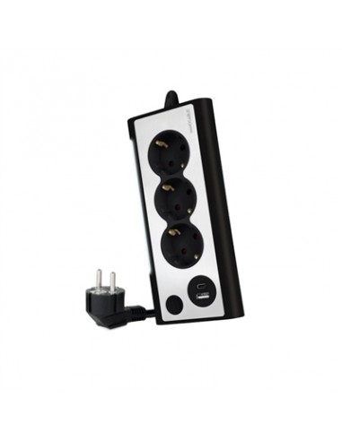 Regleta 3 tomas 1.5m con interruptor nanocalbe usb tipo a - usb tipo c - 230v - proteccion - negro