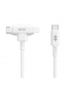 Cable usb tipo c a usb tipo c - lightning hyper 1.5m - macho - macho - blanco