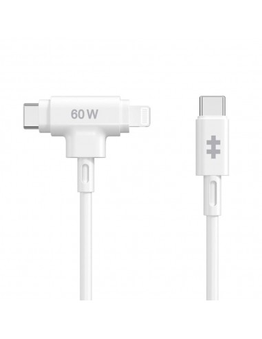 Cable usb tipo c a usb tipo c - lightning hyper 1.5m - macho - macho - blanco