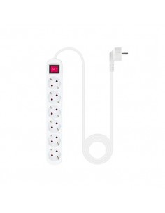 Regleta 6 tomas 1.4m nanocable con interruptor blanco 250v - proteccion