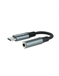 Cable adaptador usb tipo c a jack 3.5mm nanocable 0.11m - macho - hembra - gris