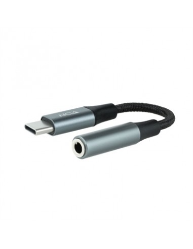 Cable adaptador usb tipo c a jack 3.5mm nanocable 0.11m - macho - hembra - gris
