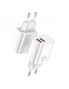 Cargador qcharx apolo 2.4a 2 puerto usb a blanco