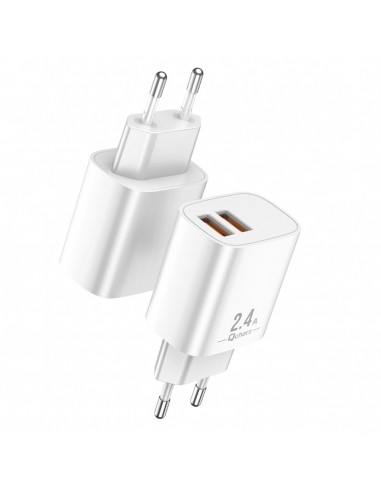 Cargador qcharx apolo 2.4a 2 puerto usb a blanco