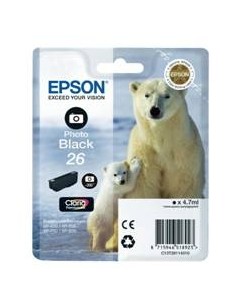Cartucho tinta epson t261140 negro photo black 26 xp - 600 - 605 - 700 - 800 - oso polar