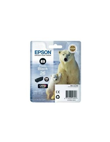 Cartucho tinta epson t261140 negro photo black 26 xp - 600 - 605 - 700 - 800 - oso polar