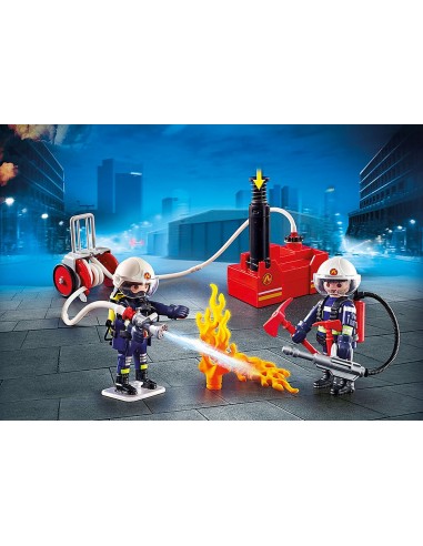 Playmobil ciudad accion - bomberos con bomba de agua