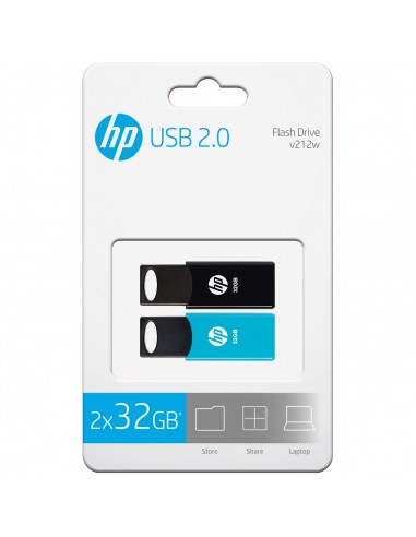 Pack de 2 memorias usb 2.0 hp v212 - twin 32gb