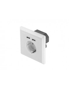 Roseta pared lanberg 230v schuko 16a 2x usb 2.1 a blanco