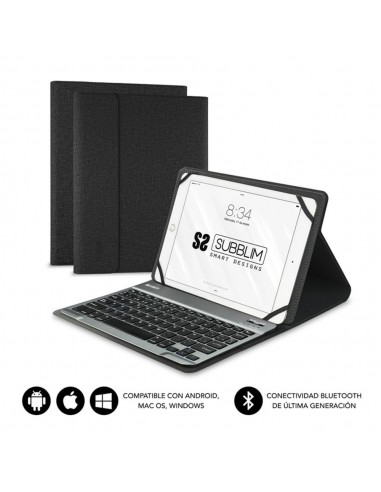 Funda + teclado subblim para teclado 10.1 pulgadas negro