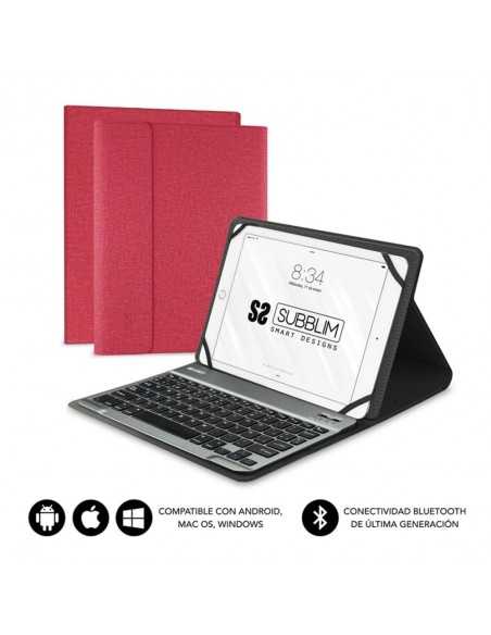 Funda + teclado subblim keytab pro para tablet 10.1 pulgadas rojo