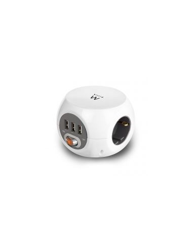 Regleta cubica ewent ew3939 3 tomas shucko - 3 puertos usb - 1.5m