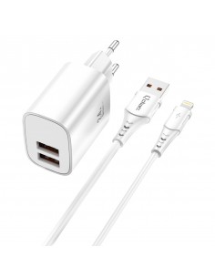 Kit cargador qcharx apolo 24a + cable usb a lightning blanco