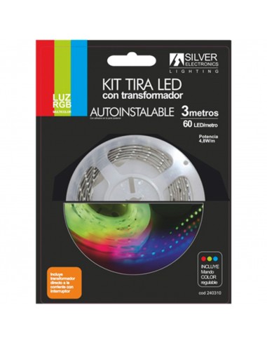 Kit tira led silver electronics 540 lm - m - 3m - 12v - 7.2w - m - rgb