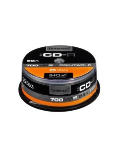 Tarrina de cd - r virgenes intenso printable 700mb 52x 25 unidades