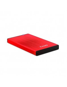 Caja externa tooq tqe - 2527r para hdd 2.5 pulgadas 9.5mm sata 3 usb 3.2 rojo