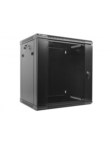 Armario lanberg mural rack 19 pulgadas 12u - 600x450 flat pack v2 negro
