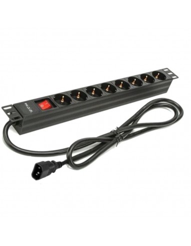 Regleta phasak 8 tomas con interruptor 2m negro - sfo c14