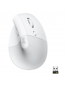 Mouse raton vertical logitech lift for business 6 botones 4000 dpi wireless inalambrico blanco hueso