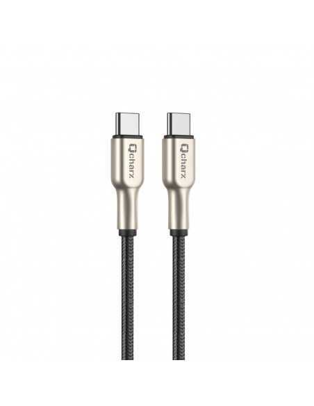 Cable qcharx new york tipo c a tipo c 3a 20w - 1 m - zinc metálico cordón plateado blindado