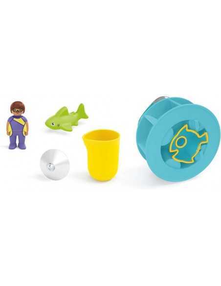 Playmobil junior aqua: rueda de agua con bebÃ© tiburón