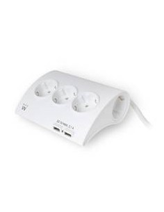 Regleta de escritorio ewent 5 tomas de corriente - 2 puertos usb - blanco