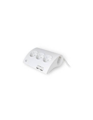Regleta de escritorio ewent 5 tomas de corriente - 2 puertos usb - blanco