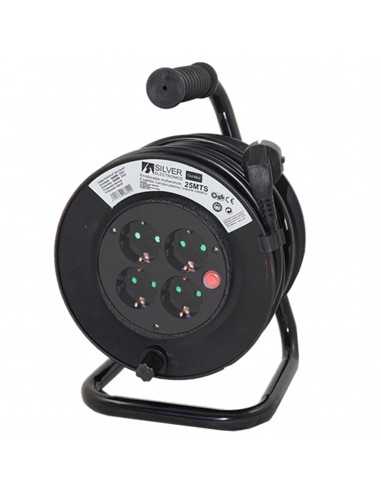 Regleta alargadera enrollacables 4 tomas - 50m - 16a - 250v - 3x1.5mm - color negro