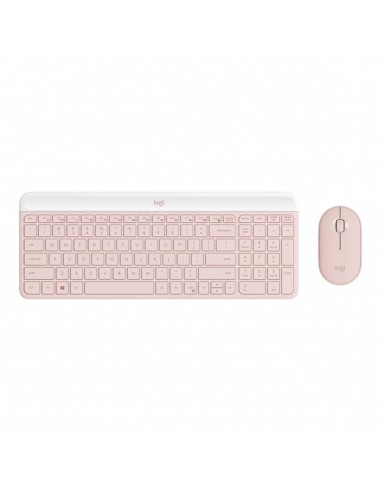 Teclado + mouse logitech mk470 wireless inalambrico rosado