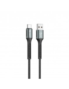 Cable qcharx prague usb a tipo c 3a - 1 m - aleación de aluminio negro cordón de tela suave