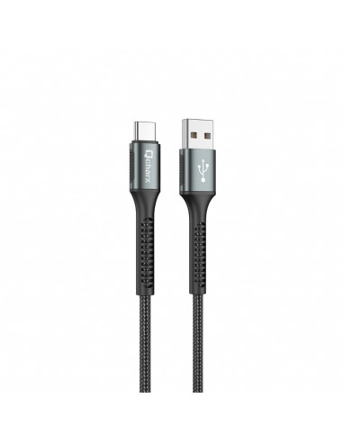 Cable qcharx prague usb a tipo c 3a - 1 m - aleación de aluminio negro cordón de tela suave