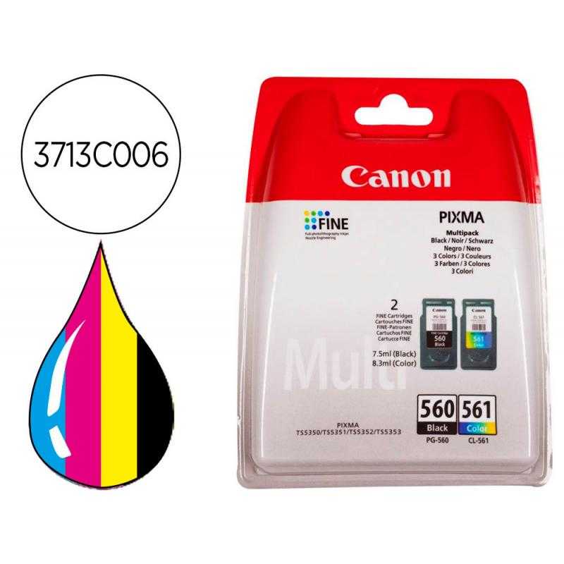 Ink-jet canon 560 pixma ts5350 / ts5351 / ts5352 / ts5353 pack negro amarillo cian magenta 180 paginas - Imagen 1