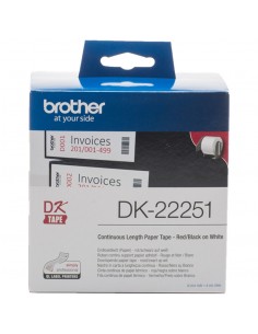 Etiquetas cinta continua brother dk22251 negro - rojo 62mm 15.24m