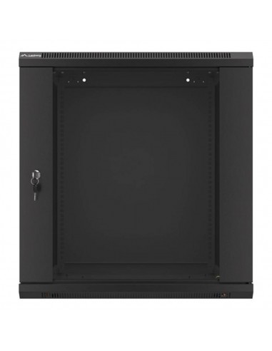 Armario lanberg mural rack 19 pulgadas 12u - 600x600 auto ensamblado negro puerta de cristal