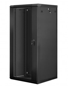 Armario lanberg mural rack 19 pulgadas 27u - 600x600 flat pack v2 negro