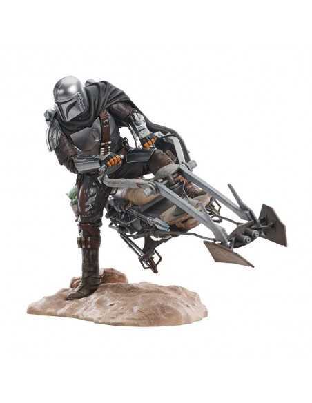 Figura diamond collection star wars: the mandalorian premier collection din djarin en moto speeder 23cm
