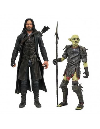 Surtido de figuras diamond collection el seÃ±or de los anillos series deluxe action aragorn y orco de moria (6)