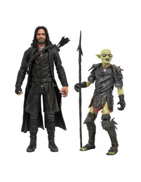 Surtido de figuras diamond collection el seÃ±or de los anillos series deluxe action aragorn y orco de moria (6)