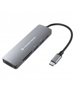 Adaptador usb - c 6en1 conceptronic donn11 - hdmi usb 3.0 - lector sd