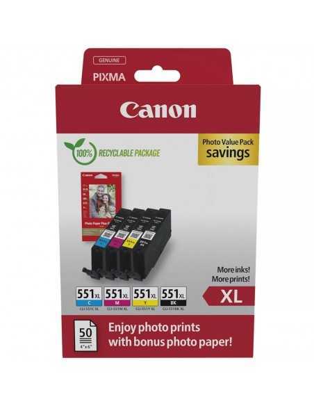 Multipack canon cli - 551xl b - c - m - y + 50 hojas papel fotografico