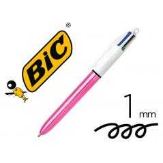 Bolígrafo bic cuatro colores shine rosa punta de 1 mm - Imagen 1