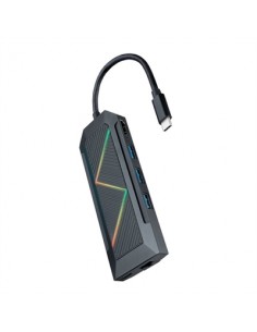 Hub nanocable 8 en 1 usb tipo c - usb - hdmi - rj45 - micro sd - 15cm - macho - hembra