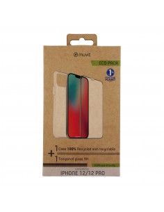 Funda muvit para iphone 12 - 12 pro + protector pantalla vidrio templado plano marco negro