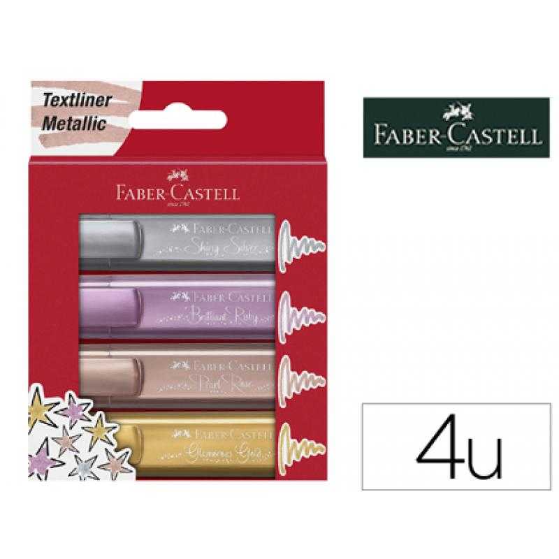 Rotulador faber fluorescente texliner 46 color metélico estuche 4 unidades colores surtidos - Imagen 1