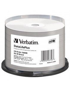 Verbatim cd - r 700mb 52x tarrina 50 unidades datalifeplus wide thermal professional