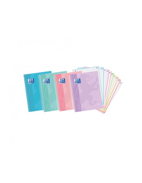 Cuaderno espiral oxford europeanbook 10 touch tapa extradura din a4+ 150 hojas cuadro 5 mm colores pastel