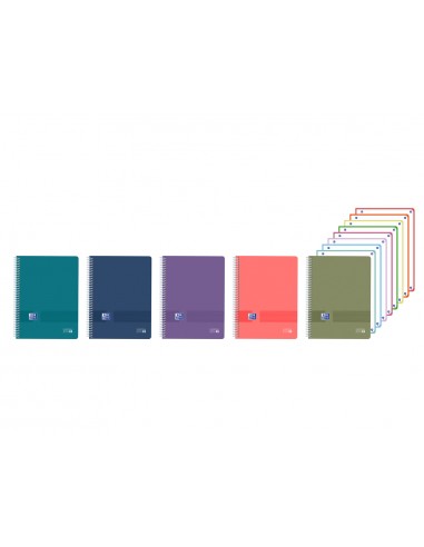 Cuaderno espiral oxford europeanbook 8 live&go tapa plastico din a4+ 160 hojas cuadro 5 mm colores surtidos